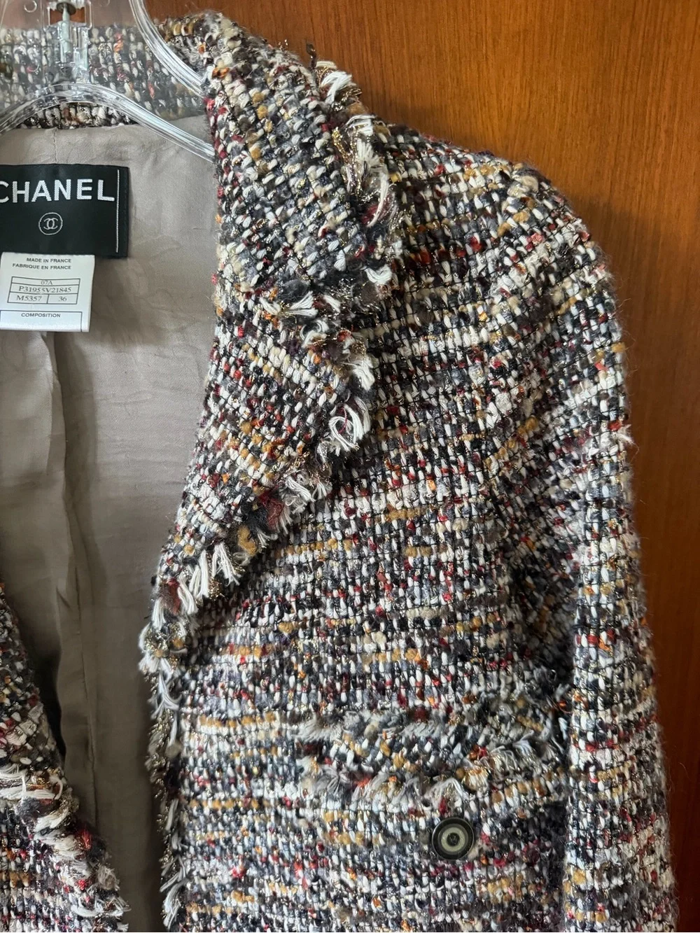 CHANEL Multicolor Tweed Jacket - Women's Classic Frayed Hem